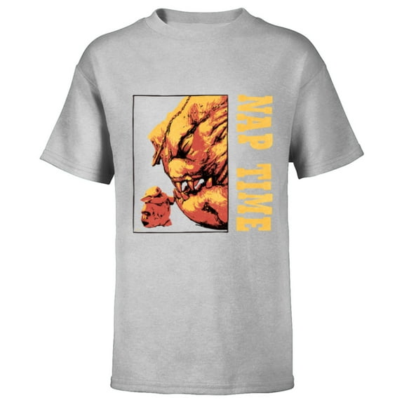 Star Wars The Mandalorian Grogu & Rancor Nap Time - Short Sleeve T-Shirt for Kids - Customized-Athletic Heather