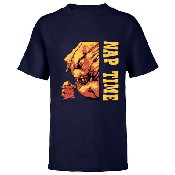 Star Wars The Mandalorian Grogu & Rancor Nap Time - Short Sleeve T-Shirt for Kids - Customized-Navy