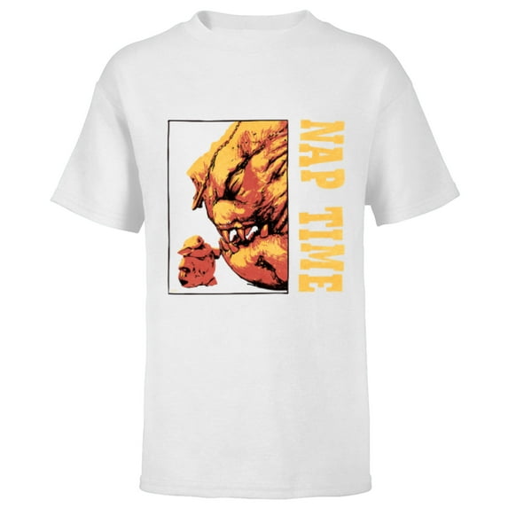 Star Wars The Mandalorian Grogu & Rancor Nap Time - Short Sleeve T-Shirt for Kids - Customized-White