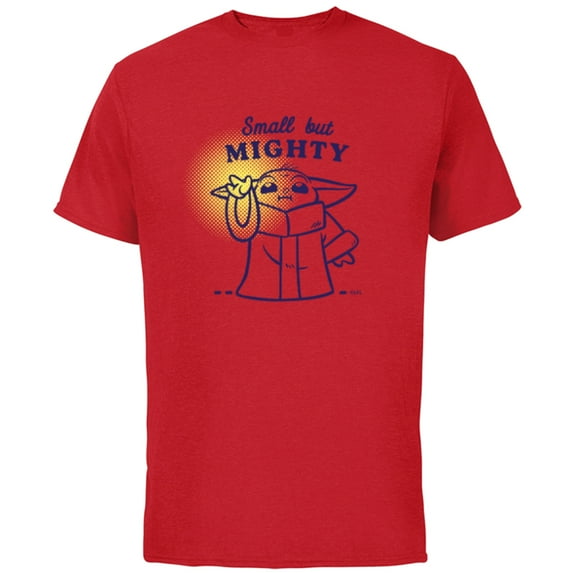 Star Wars The Mandalorian Grogu Small But Mighty - Short Sleeve Cotton T-Shirt for Adults - Customized-Red