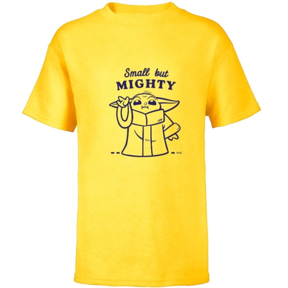 Star Wars The Mandalorian Grogu Small But Mighty - Short Sleeve T-Shirt for Kids - Customized-Yellow