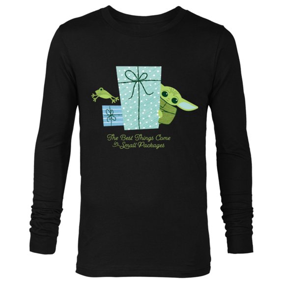 Star Wars The Mandalorian Grogu Small Packages Holiday Standard - Long Sleeve T-Shirt for Men – Customized-Black