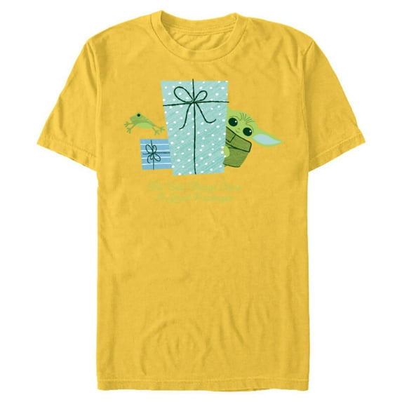 Star Wars The Mandalorian Grogu Small Packages Holiday Standard - Short Sleeve Blended T-Shirt for Adults – Customized-Yellow