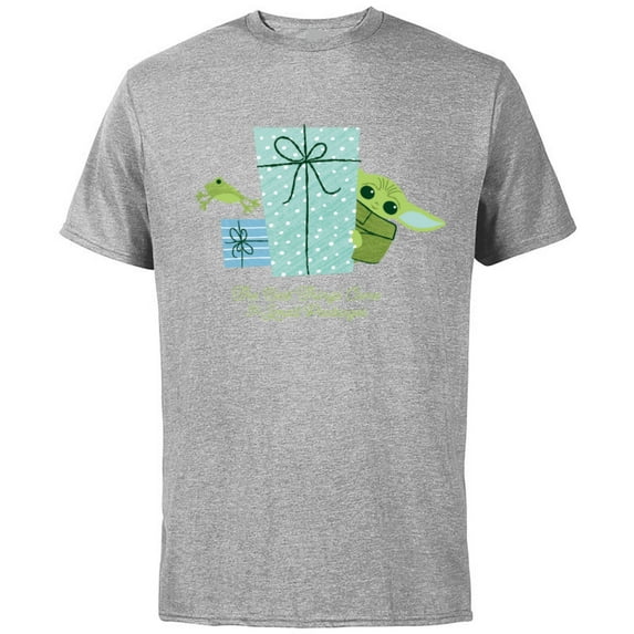 Star Wars The Mandalorian Grogu Small Packages Holiday Standard - Short Sleeve Cotton T-Shirt for Adults - Customized-Athletic Heather