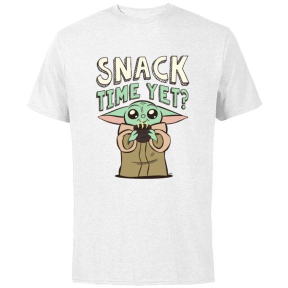 Star Wars The Mandalorian Grogu Snack Time Yet? - Short Sleeve Cotton T-Shirt for Adults - Customized-White