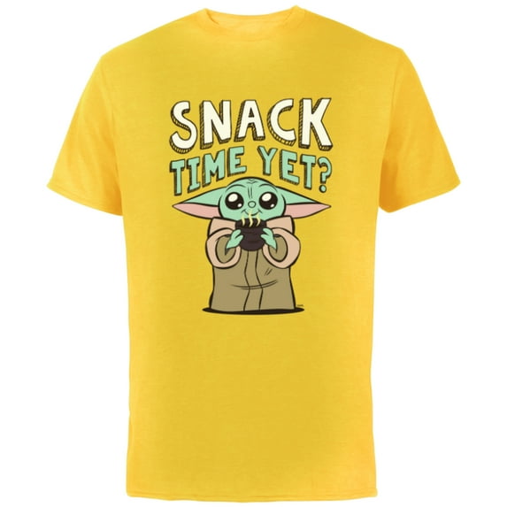 Star Wars The Mandalorian Grogu Snack Time Yet? - Short Sleeve Cotton T-Shirt for Adults - Customized-Yellow