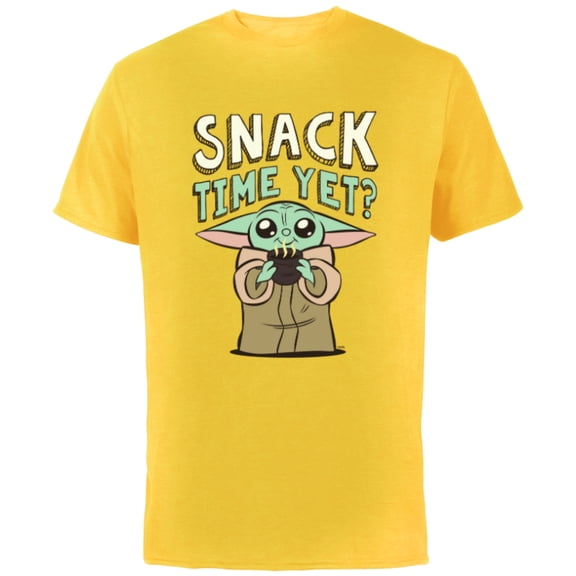Star Wars The Mandalorian Grogu Snack Time Yet? - Short Sleeve Cotton T-Shirt for Adults - Customized-Yellow
