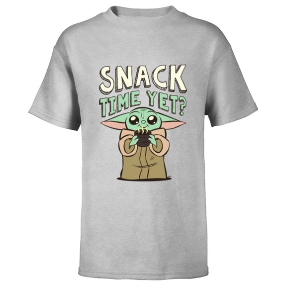 Star Wars The Mandalorian Grogu Snack Time Yet? - Short Sleeve T-Shirt for Kids - Customized-Athletic Heather