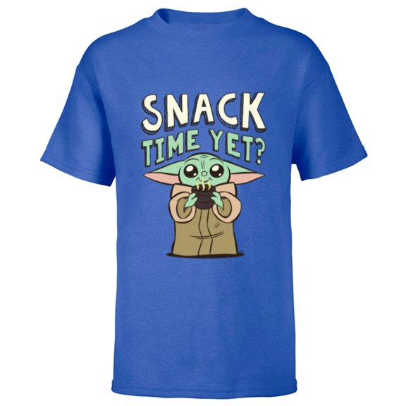 Star Wars The Mandalorian Grogu Snack Time Yet? - Short Sleeve T-Shirt for Kids - Customized-Royal