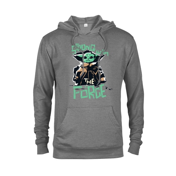Star Wars The Mandalorian Grogu Strong with the Force - Pullover Hoodie for Adults - Customized-Athletic Heather