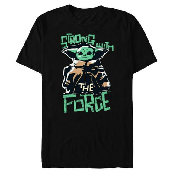 Star Wars The Mandalorian Grogu Strong with the Force - Short Sleeve Blended T-Shirt for Adults - Customized-Black