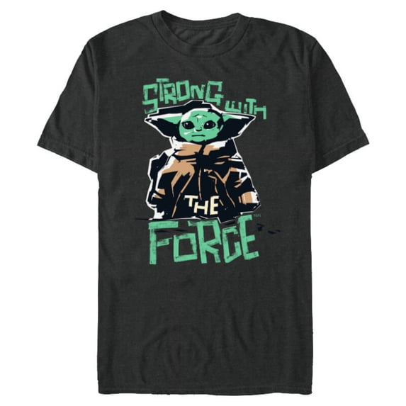 Star Wars The Mandalorian Grogu Strong with the Force - Short Sleeve Blended T-Shirt for Adults - Customized-Dark Heather