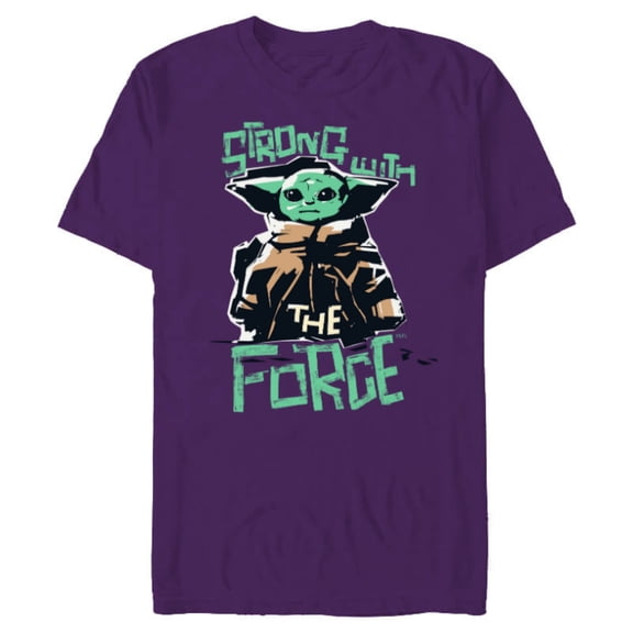 Star Wars The Mandalorian Grogu Strong with the Force - Short Sleeve Blended T-Shirt for Adults - Customized-Purple