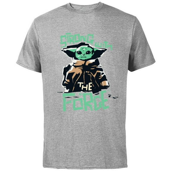 Star Wars The Mandalorian Grogu Strong with the Force - Short Sleeve Cotton T-Shirt for Adults - Customized-Athletic Heather