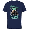 thumbnail image 1 of Star Wars The Mandalorian Grogu Strong with the Force - Short Sleeve Cotton T-Shirt for Adults - Customized-Navy, 1 of 5