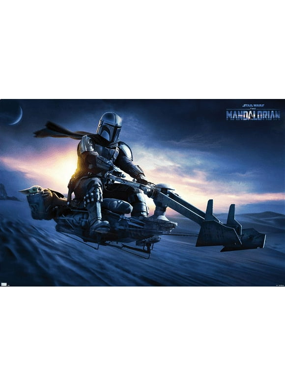 Star Wars: The Mandalorian - Grogu Sunset Speeder Wall Poster, 14.725" x 22.375"