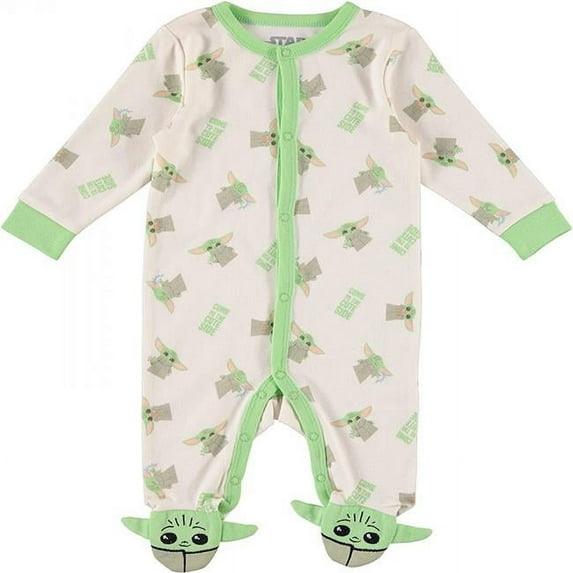 Star Wars The Mandalorian Grogu The Cute Side Novelty Sleep and Play Footed Pajamas-6-9 Months