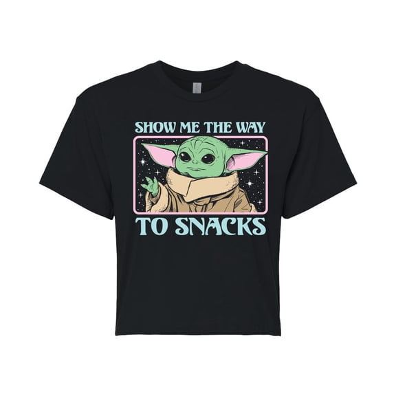 Star Wars - The Mandalorian Grogu The Way To Snacks - Juniors Cropped Short Sleeve Graphic T-Shirt