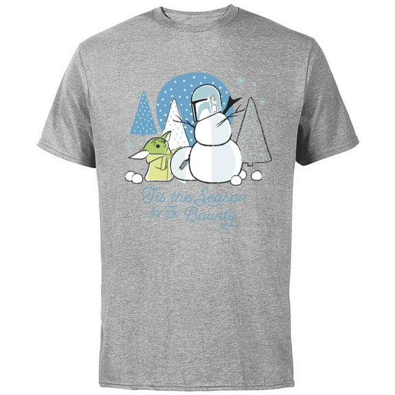 Star Wars The Mandalorian Grogu Tis the Season Holiday Standard - Short Sleeve Cotton T-Shirt for Adults - Customized-Athletic Heather