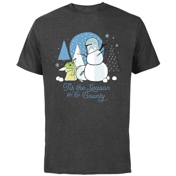 Star Wars The Mandalorian Grogu Tis the Season Holiday Standard - Short Sleeve Cotton T-Shirt for Adults - Customized-Charcoal