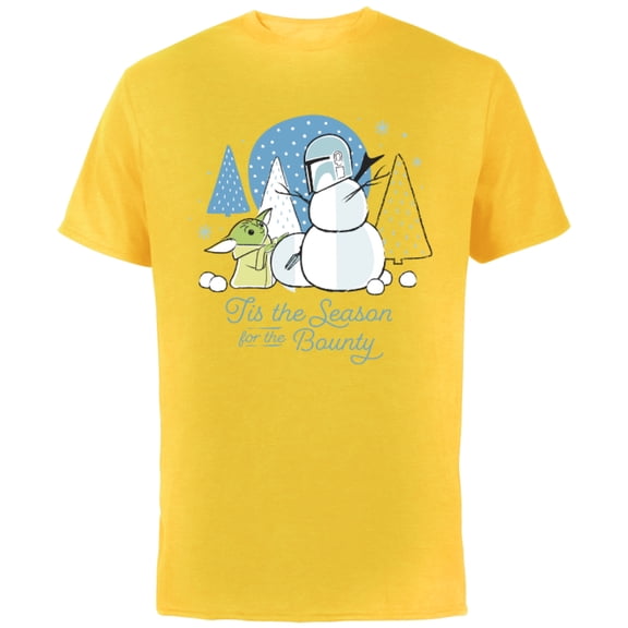 Star Wars The Mandalorian Grogu Tis the Season Holiday Standard - Short Sleeve Cotton T-Shirt for Adults - Customized-Yellow
