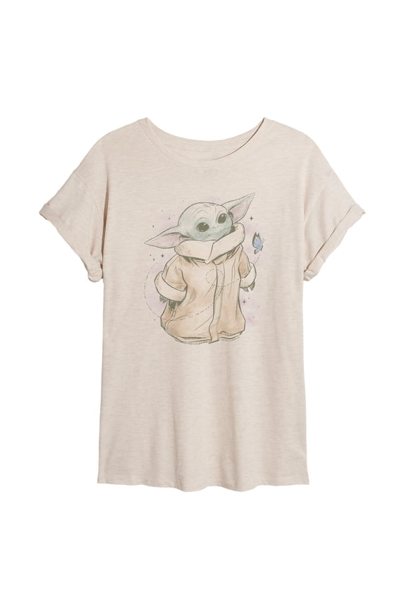 - The Mandalorian Grogu Tonal Washed   - Womens Oversized Graphic T-Shirt