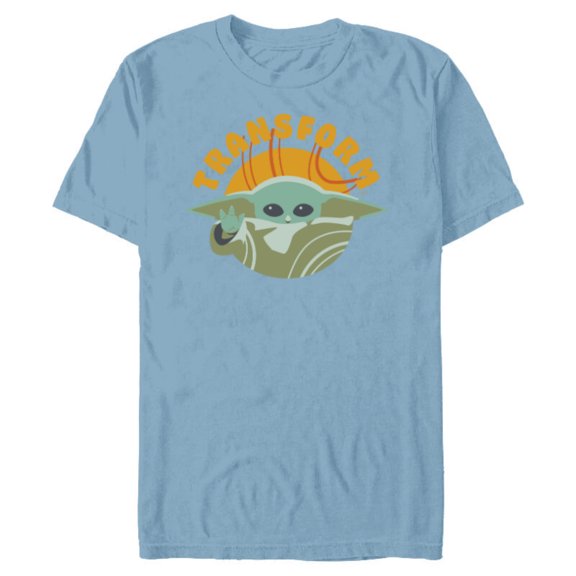 Star Wars The Mandalorian Grogu Transform - Short Sleeve Blended T-Shirt for Adults - Customized-Ocean Blue