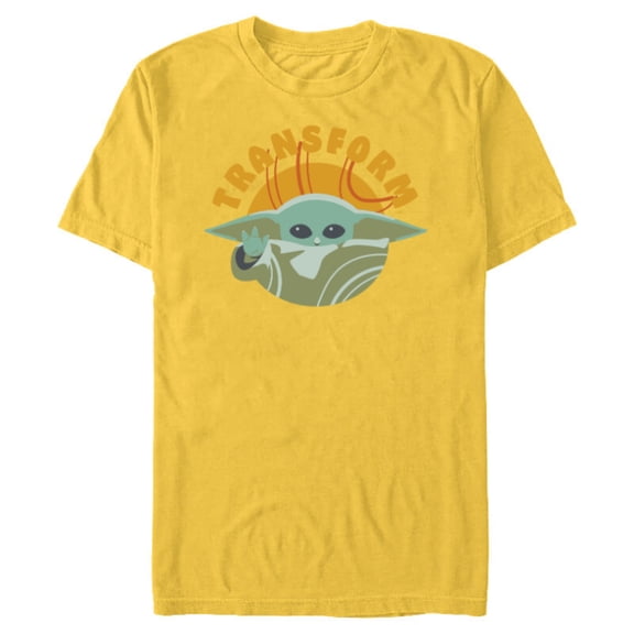 Star Wars The Mandalorian Grogu Transform - Short Sleeve Blended T-Shirt for Adults - Customized-Yellow