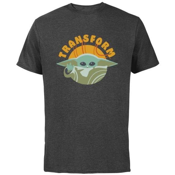 Star Wars The Mandalorian Grogu Transform - Short Sleeve Cotton T-Shirt for Adults - Customized-Charcoal
