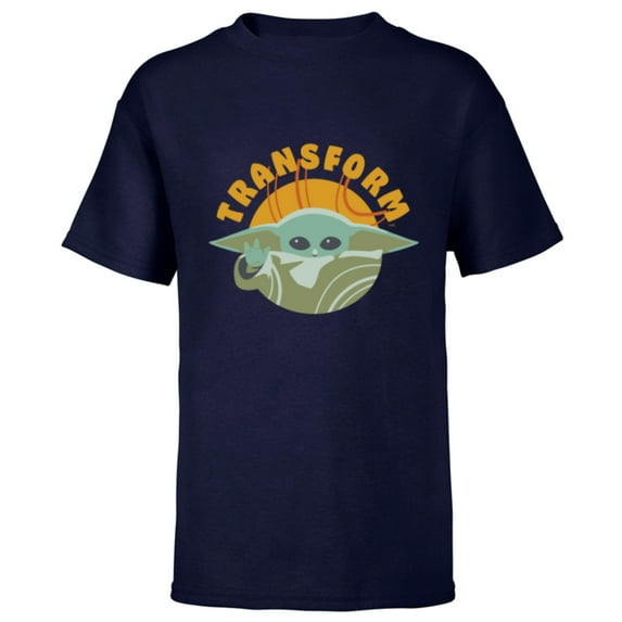 Star Wars The Mandalorian Grogu Transform - Short Sleeve T-Shirt for Kids - Customized-Navy