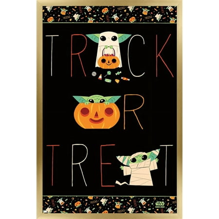 Star Wars: The Mandalorian - Grogu Trick Or Treat Wall Poster, 14.725" x 22.375", Framed