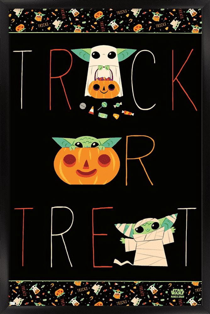 Star Wars: The Mandalorian - Grogu Trick Or Treat Wall Poster, 22.375" x 34", Framed