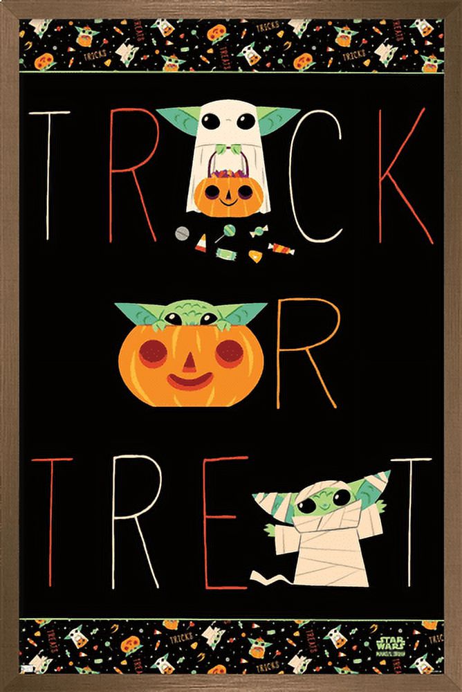 Star Wars: The Mandalorian - Grogu Trick Or Treat Wall Poster, 22.375" x 34", Framed