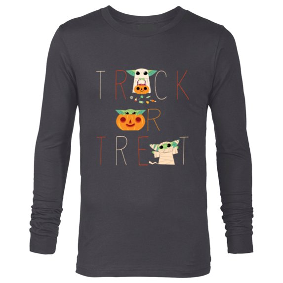 Star Wars The Mandalorian Grogu Trick or Treat Halloween - Long Sleeve T-Shirt for Men - Customized-Charcoal Heather