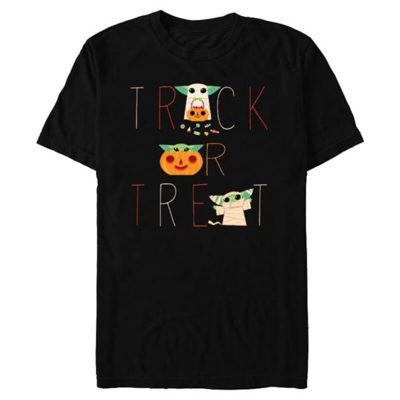 Star Wars The Mandalorian Grogu Trick or Treat Halloween - Short Sleeve Blended T-Shirt for Adults - Customized-Black