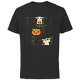 thumbnail image 1 of Star Wars The Mandalorian Grogu Trick or Treat Halloween - Short Sleeve Cotton T-Shirt for Adults - Customized-Black, 1 of 5