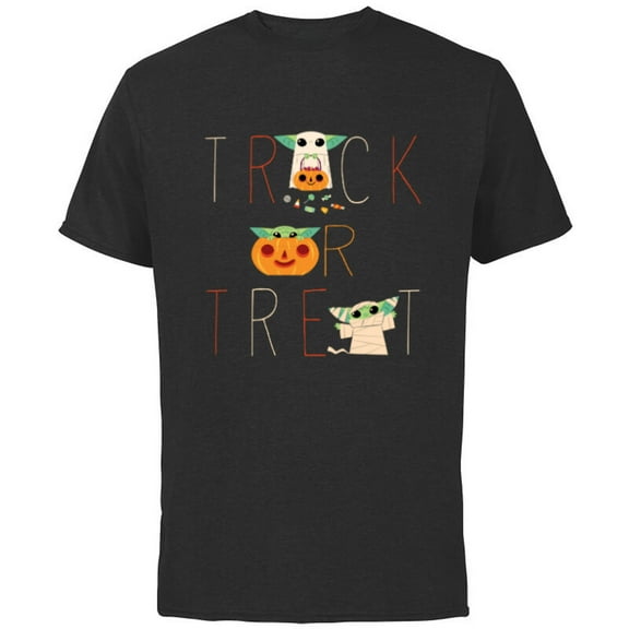 Star Wars The Mandalorian Grogu Trick or Treat Halloween - Short Sleeve Cotton T-Shirt for Adults - Customized-Black