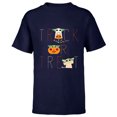 thumbnail image 1 of Star Wars The Mandalorian Grogu Trick or Treat Halloween - Short Sleeve T-Shirt for Kids - Customized-Navy, 1 of 5