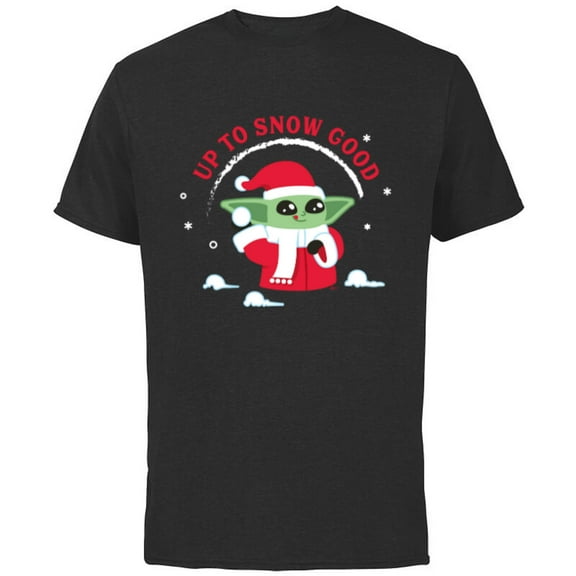 Star Wars The Mandalorian Grogu Up to Snow Good Holiday - Short Sleeve Cotton T-Shirt for Adults - Customized-Black