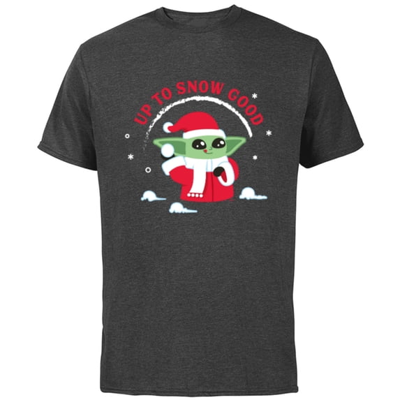 Star Wars The Mandalorian Grogu Up to Snow Good Holiday - Short Sleeve Cotton T-Shirt for Adults - Customized-Charcoal