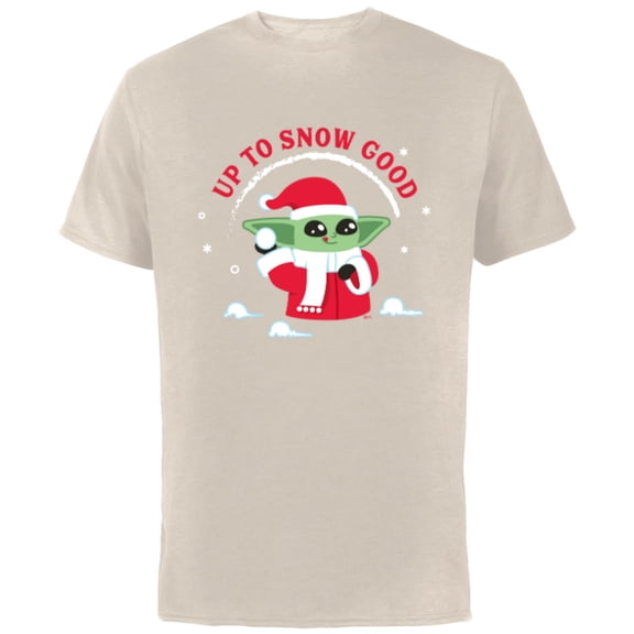 Star Wars The Mandalorian Grogu Up to Snow Good Holiday - Short Sleeve Cotton T-Shirt for Adults - Customized-Natural