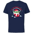 thumbnail image 1 of Star Wars The Mandalorian Grogu Up to Snow Good Holiday - Short Sleeve Cotton T-Shirt for Adults - Customized-Navy, 1 of 5