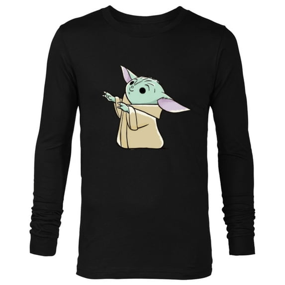 Star Wars The Mandalorian Grogu Watercolor - Long Sleeve T-Shirt for Men - Customized-Black