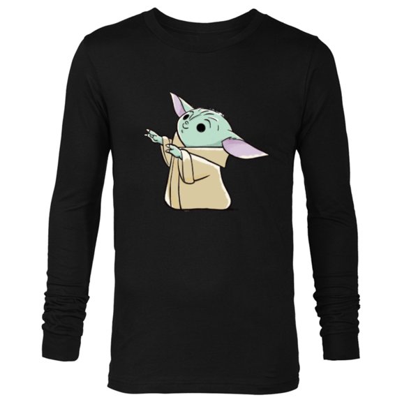 Star Wars The Mandalorian Grogu Watercolor - Long Sleeve T-Shirt for Men - Customized-Black