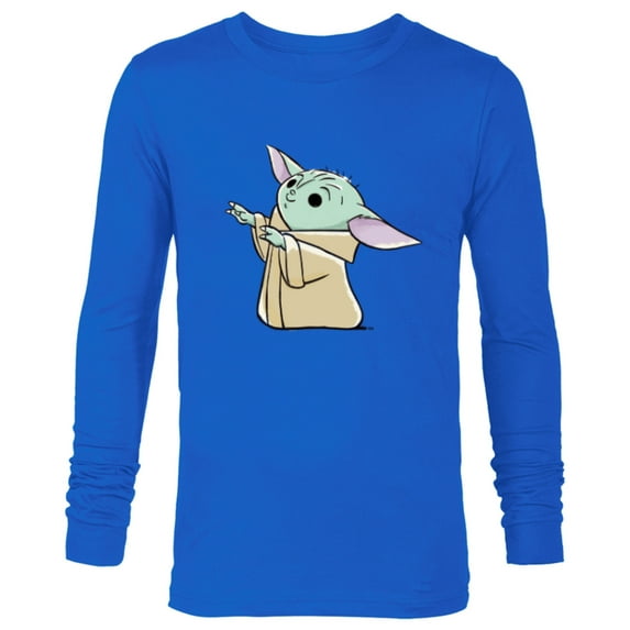 Star Wars The Mandalorian Grogu Watercolor - Long Sleeve T-Shirt for Men - Customized-Navy