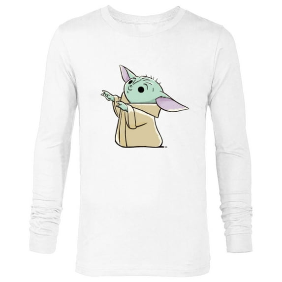 Star Wars The Mandalorian Grogu Watercolor - Long Sleeve T-Shirt for Men - Customized-White