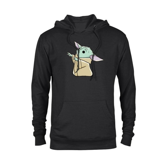 Star Wars The Mandalorian Grogu Watercolor - Pullover Hoodie for Adults - Customized-Black
