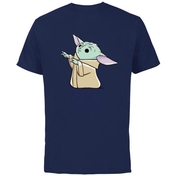 Star Wars The Mandalorian Grogu Watercolor - Short Sleeve Cotton T-Shirt for Adults - Customized-Navy