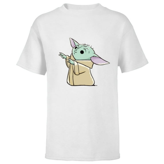 Star Wars The Mandalorian Grogu Watercolor - Short Sleeve T-Shirt for Kids - Customized-White