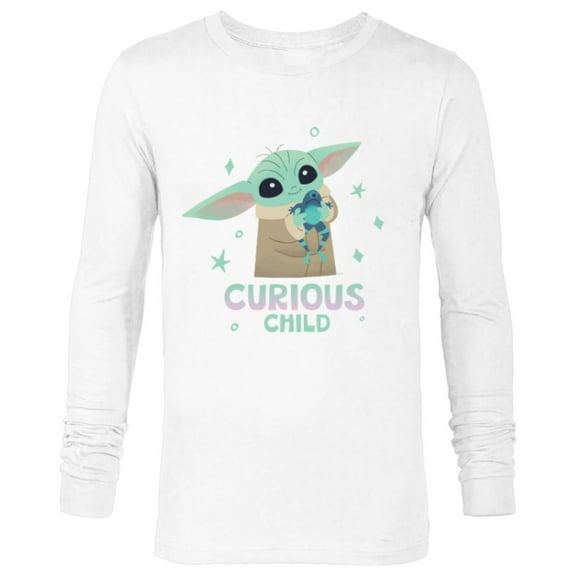Star Wars The Mandalorian Grogu with Frog Curious Child - Long Sleeve T-Shirt for Men - Customized-White